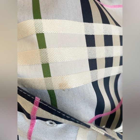 Burberry Grey Green Pink Nova Check Tartan trench coat US 10 - Picture 11 of 13